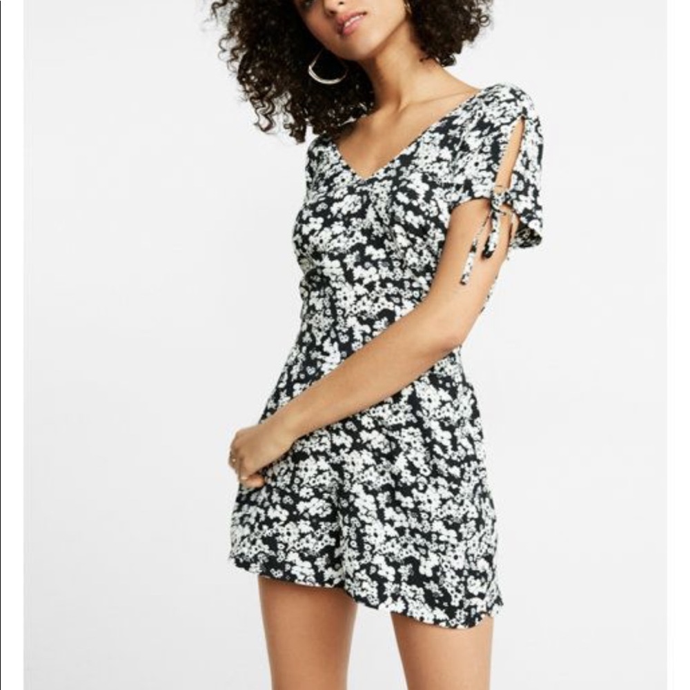 Black and White Floral Romper